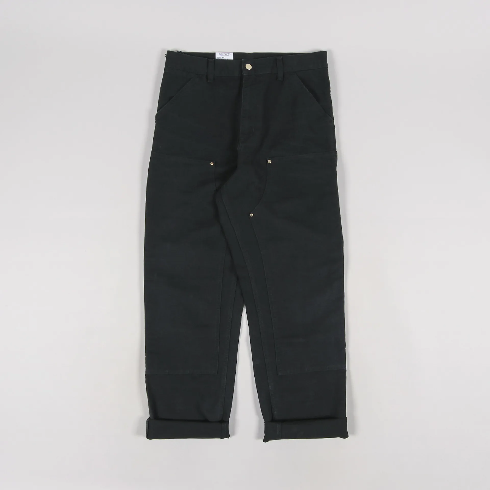 Carhartt WIP Mens Double Knee Pants Black Dearborn Canvas Organic