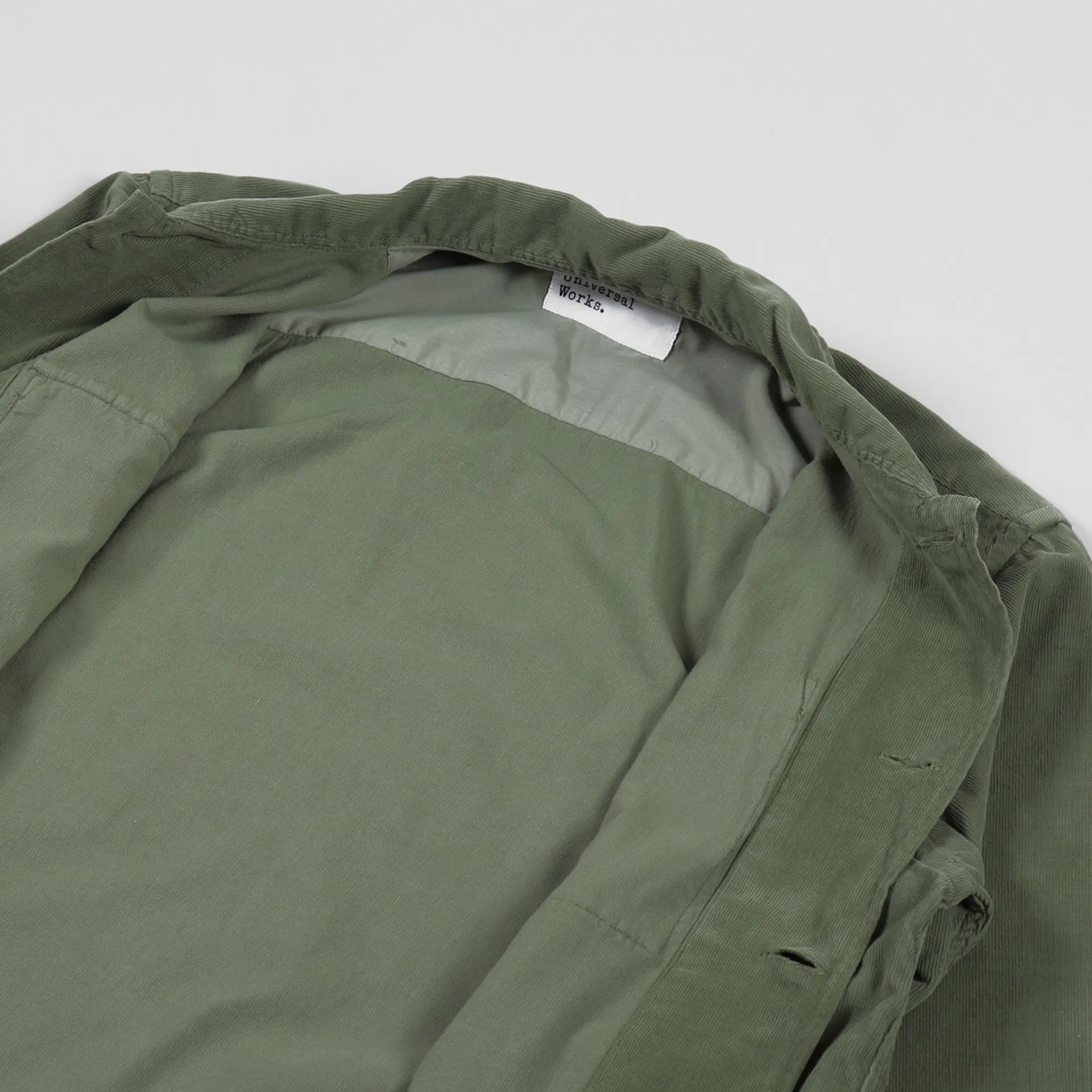 Universal Works Mens LS Dockside Overshirt Olive Super Fine Cord