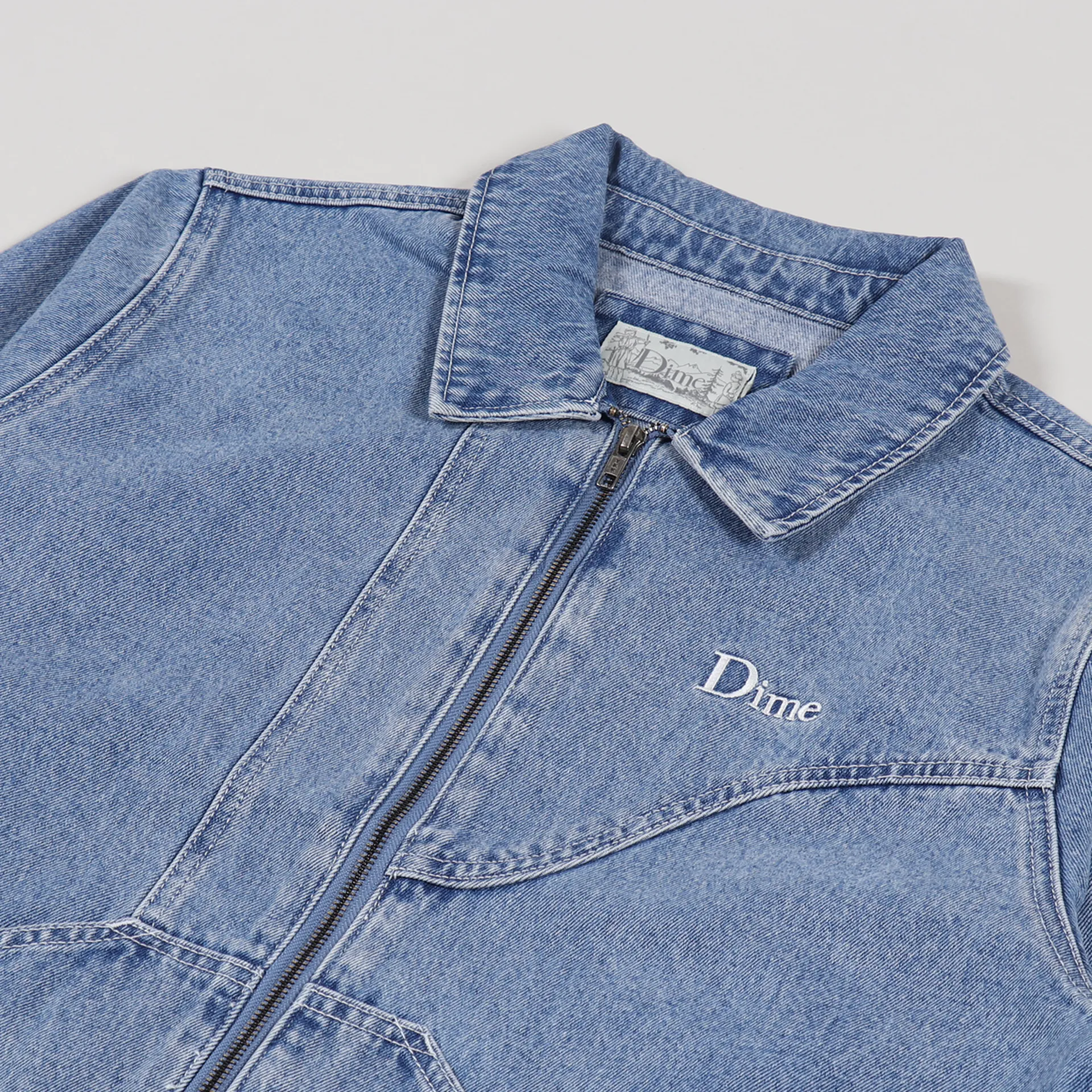 Dime MTL Skateboards Mens Denim Chore Jacket Light Wash Blue