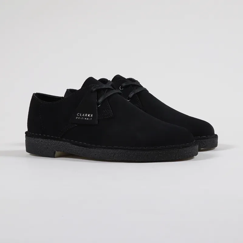 Clarks Originals Mens Desert Khan Smart Shoes Black Suede