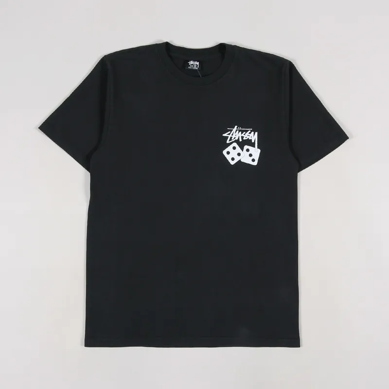 Stussy Dice Pigment Dyed T Shirt Black-1