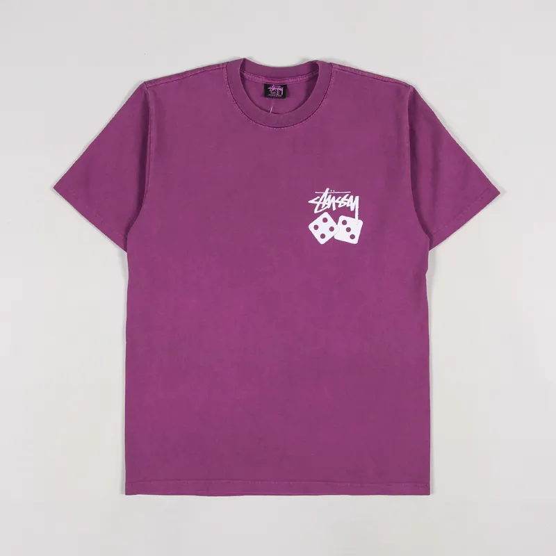 Stussy Dice Pigment Dyed T Shirt Purple-1