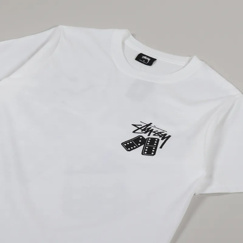 Stussy Mens Short Sleeve Dominoes Graphic Logo T Shirt White
