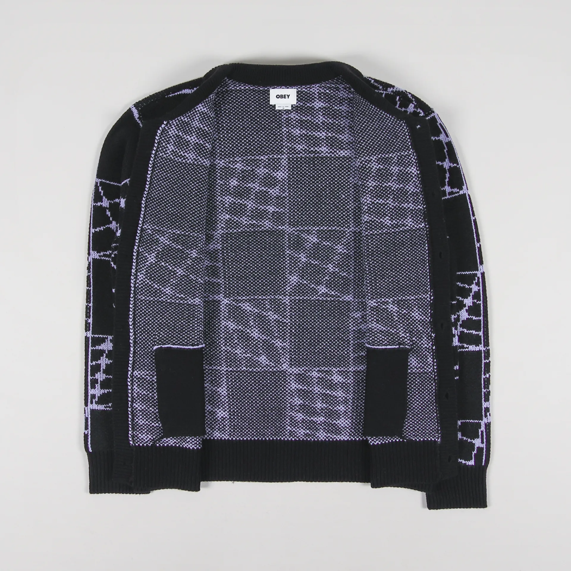Obey Mens Knitted Long Sleeve Dryden Cardigan Shirt Black