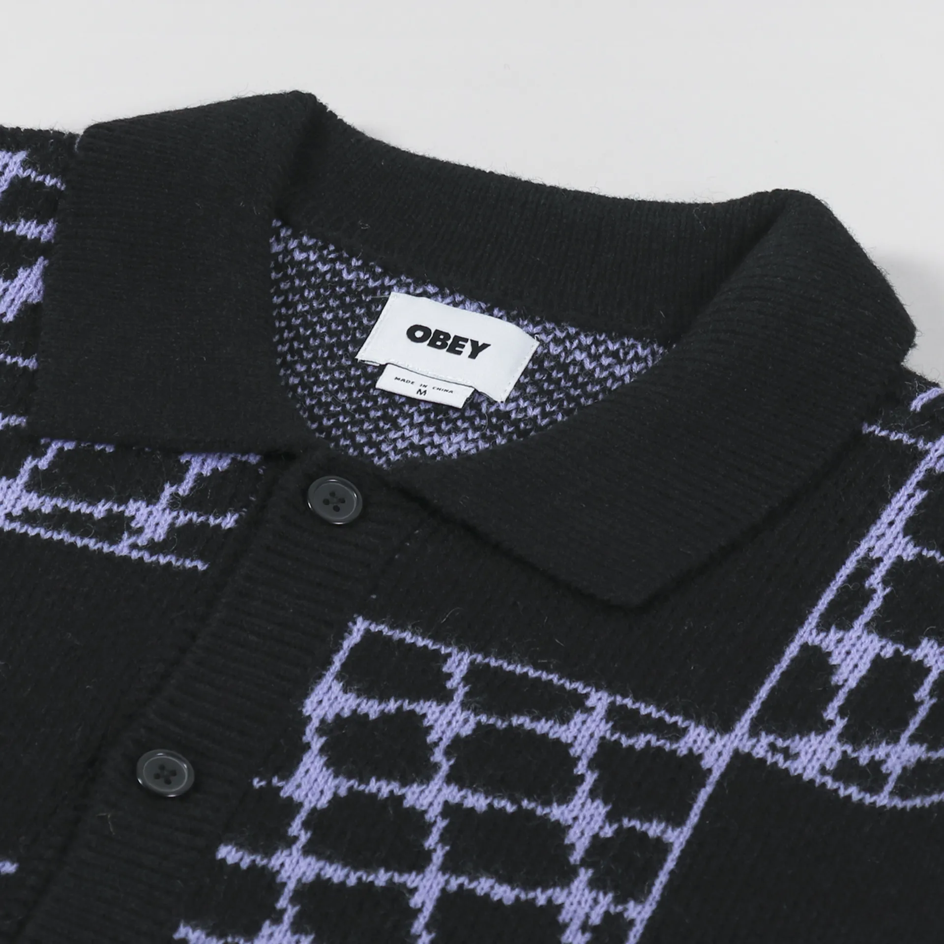 Obey Mens Knitted Long Sleeve Dryden Cardigan Shirt Black