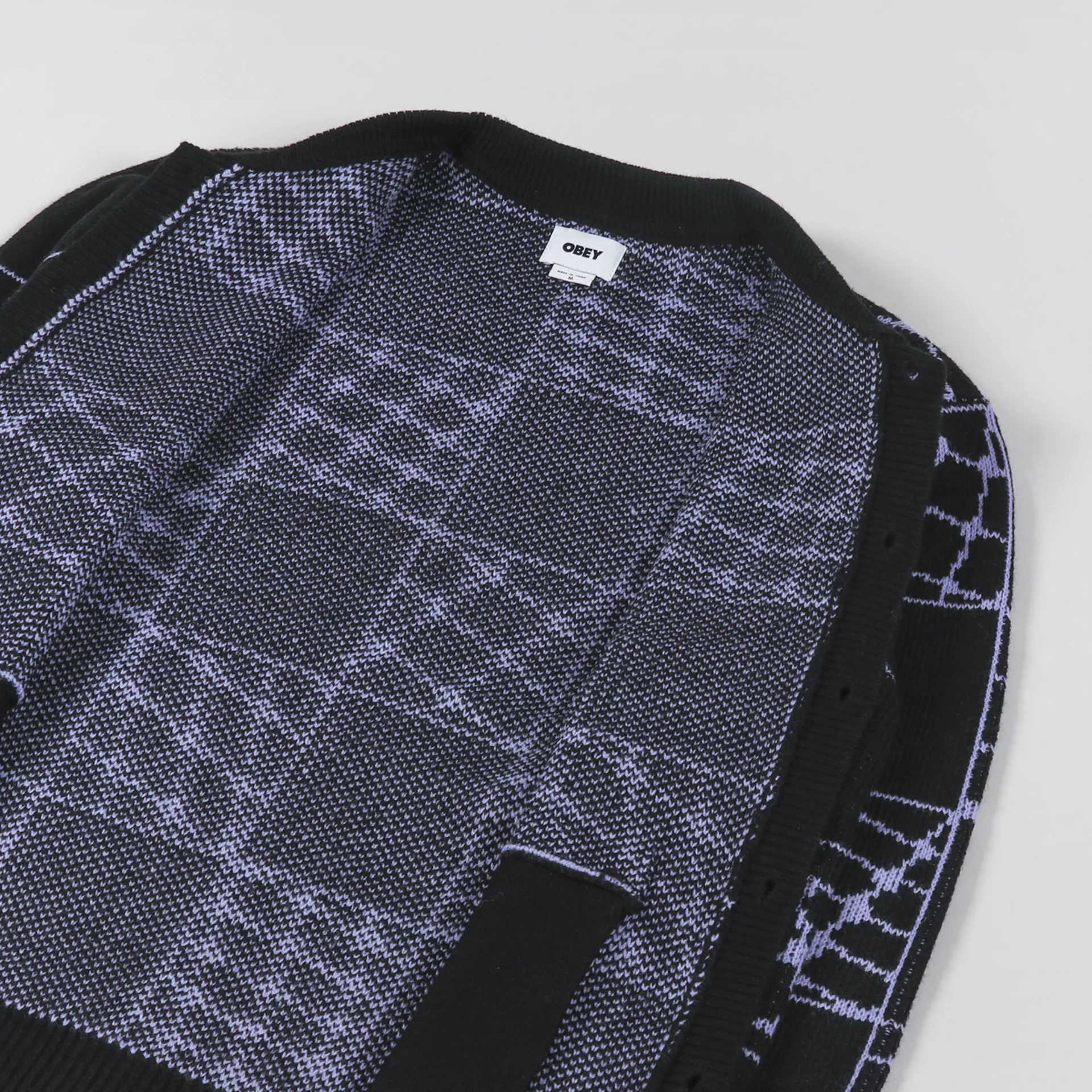 Obey Mens Knitted Long Sleeve Dryden Cardigan Shirt Black