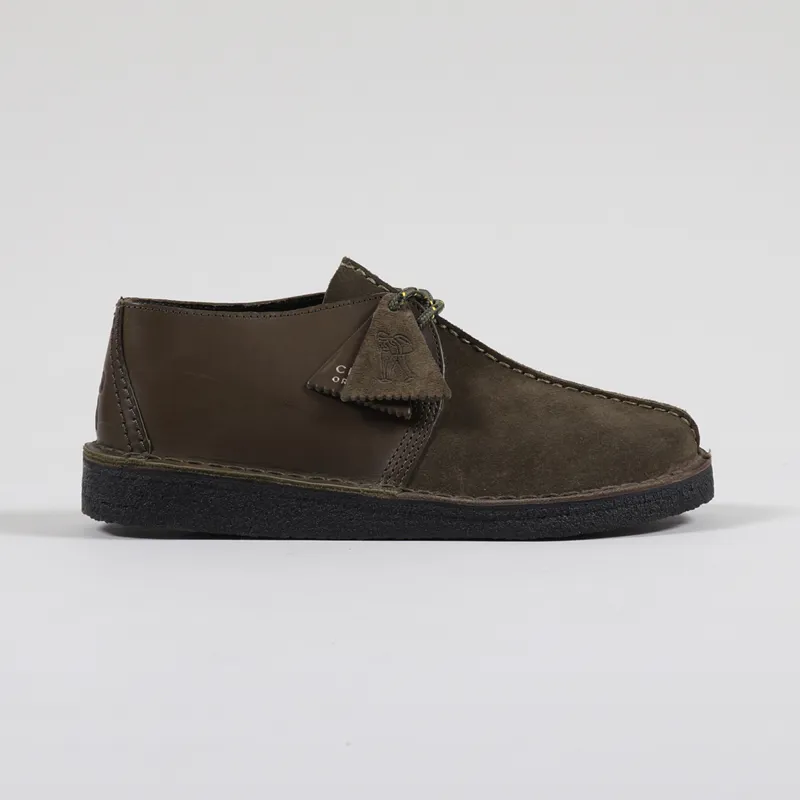 Clarks Originals Desert Trek Shoes Olive Combi-4