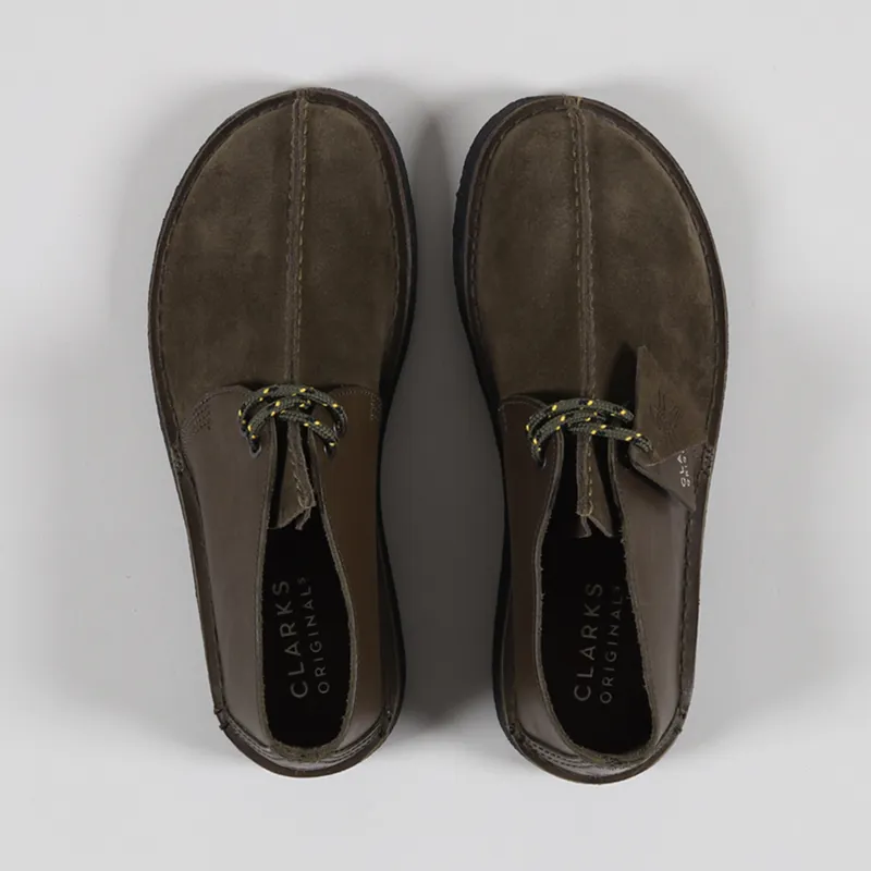 Clarks Originals Desert Trek Shoes Olive Combi-3