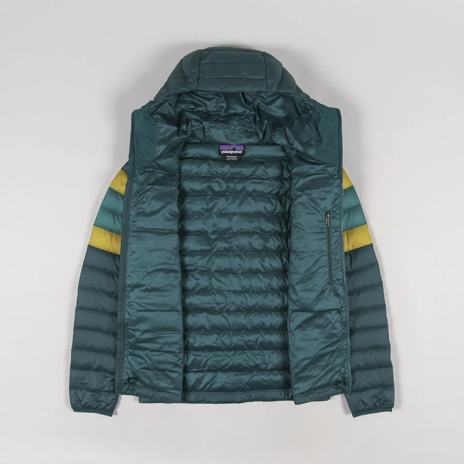 Patagonia Mens Down Sweater Hoody Dark Borealis Green Jacket