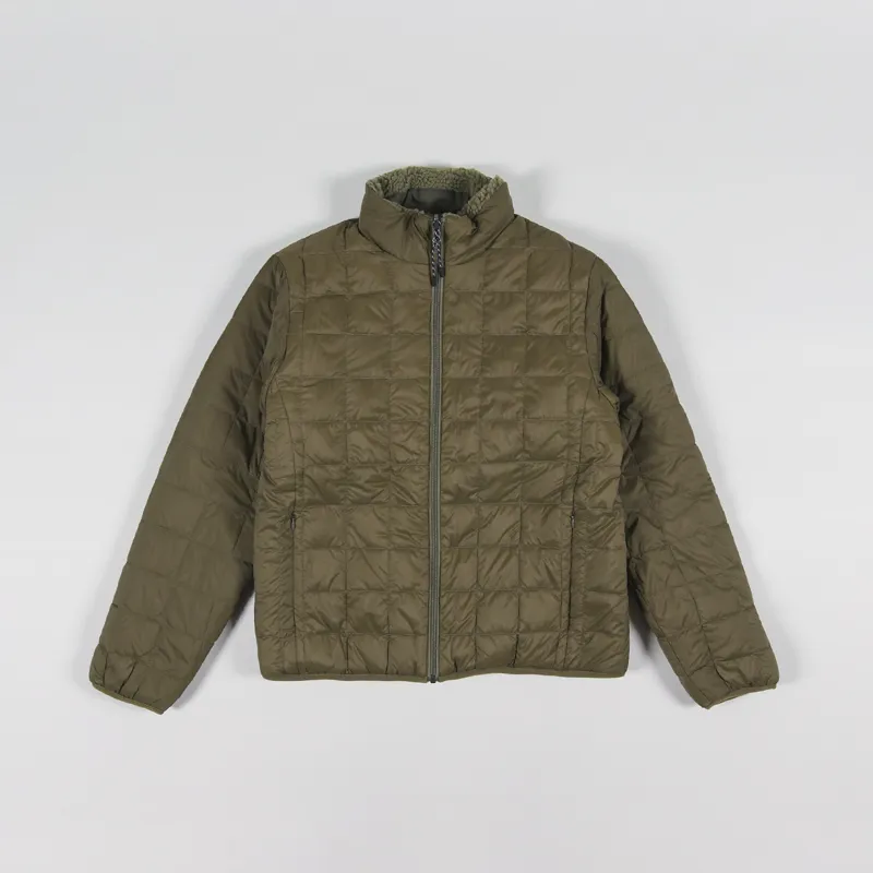 Taion Mens Down x Boa Fleece Reversible Jacket Dark Olive Green