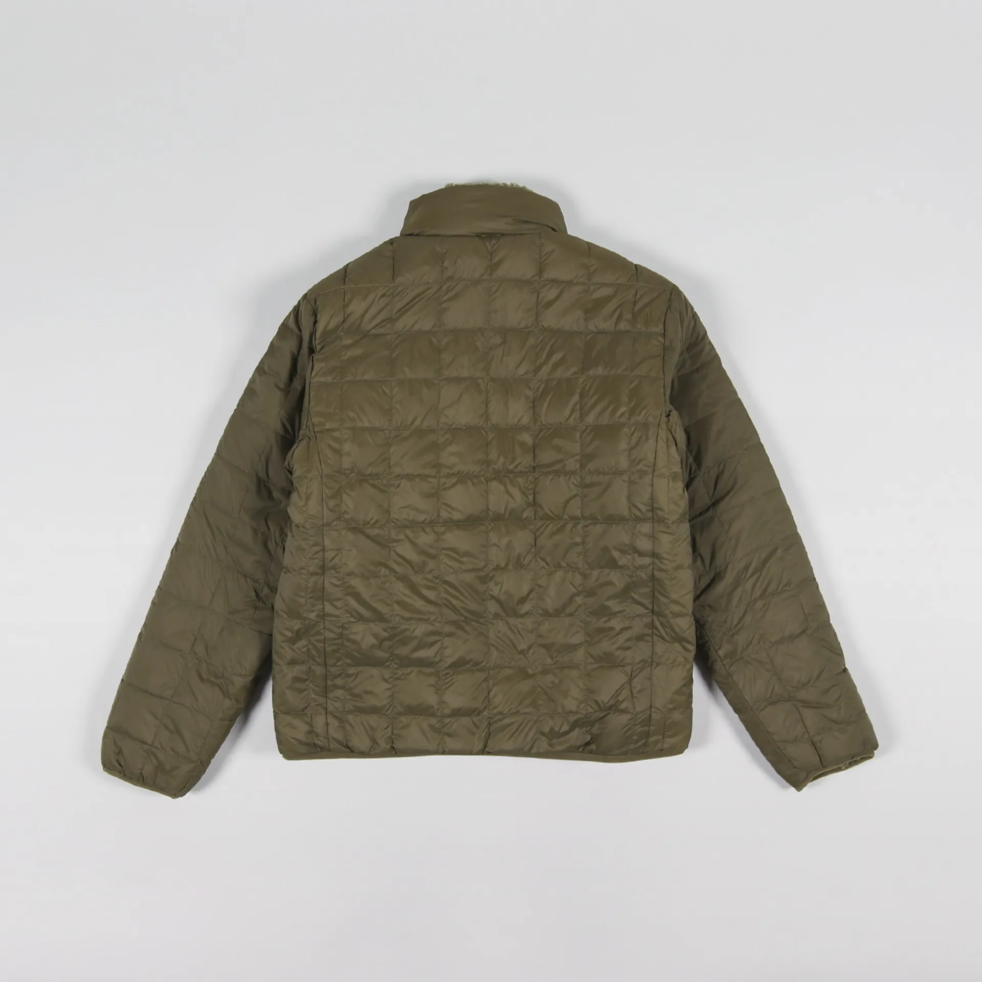 Taion Mens Down x Boa Fleece Reversible Jacket Dark Olive Green
