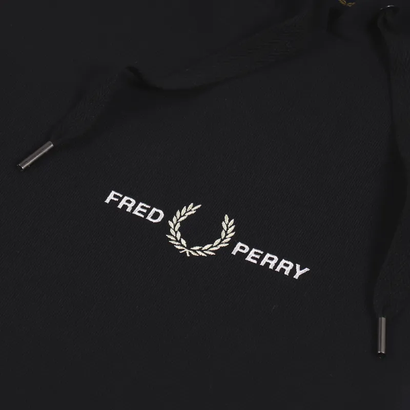 Fred Perry Embroidered Hooded Sweatshirt Black-4