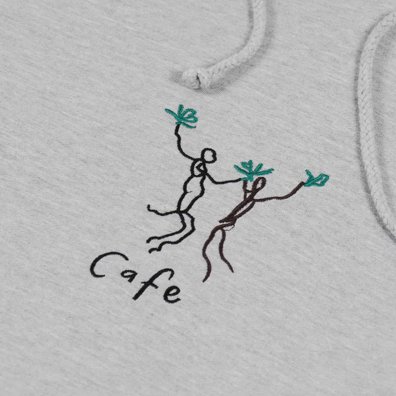 Skateboard Cafe Embroidered Hoodie Heather Grey-4