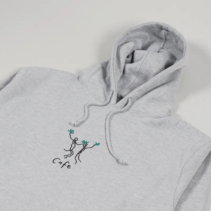 Skateboard Cafe Embroidered Hoodie Heather Grey-2