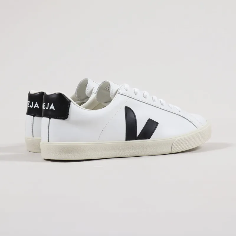 Veja Esplar Logo Leather Shoes Extra White Black-2