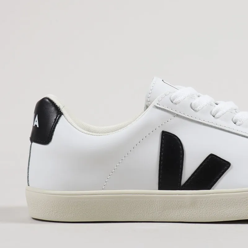 Veja Womens Esplar Logo Leather Shoes Extra White Black-5