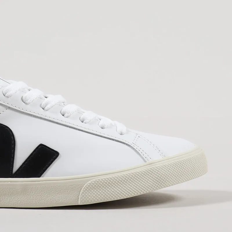 Veja Womens Esplar Logo Leather Shoes Extra White Black-6