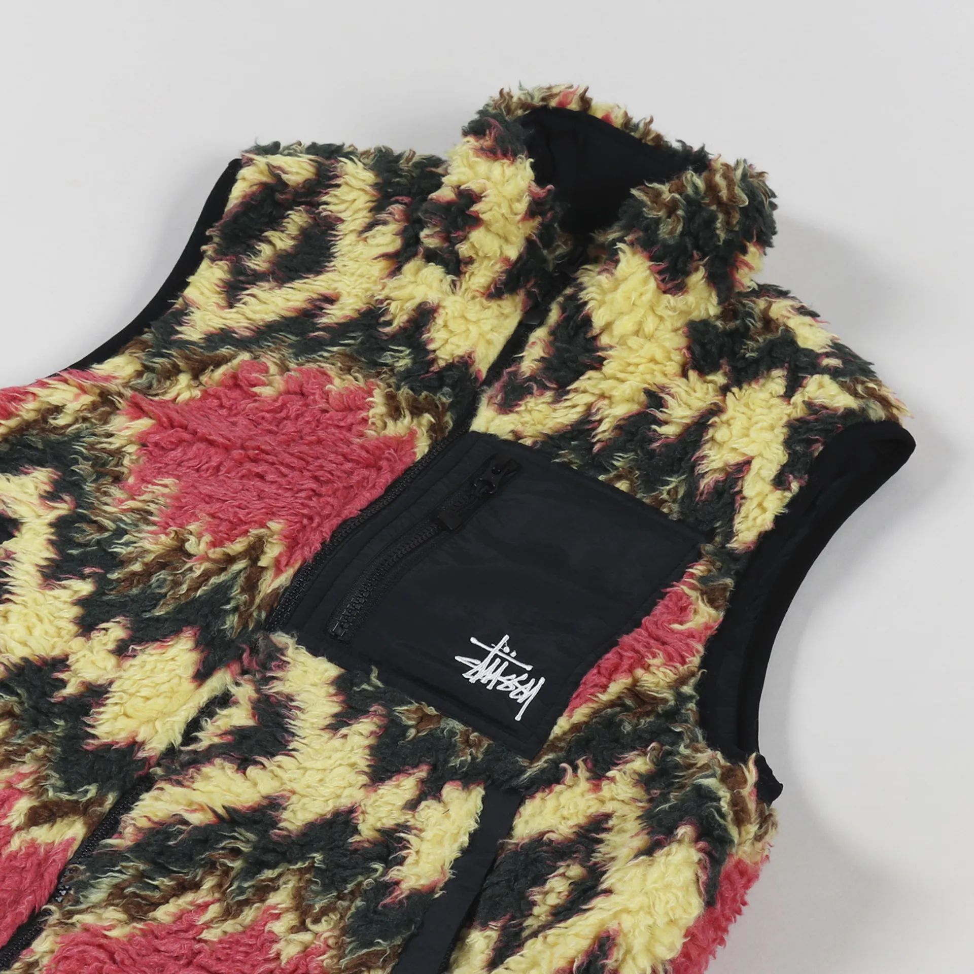 Stussy Mens Winter Fleece Fillmore Sherpa Vest Mustard Gilet
