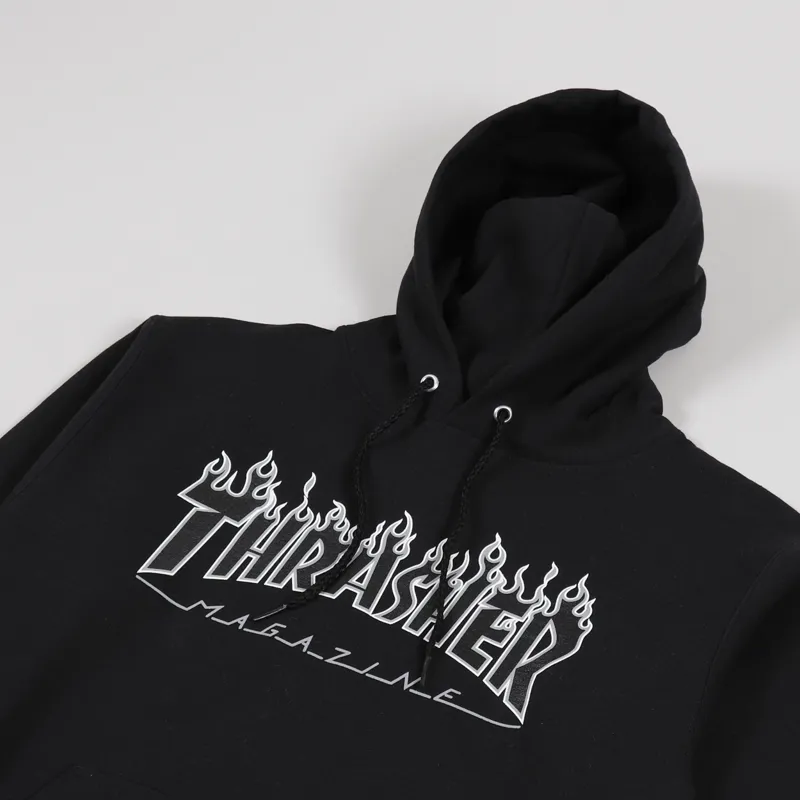 Thrasher Skateboard Magazine Flame Hoodie Black-2