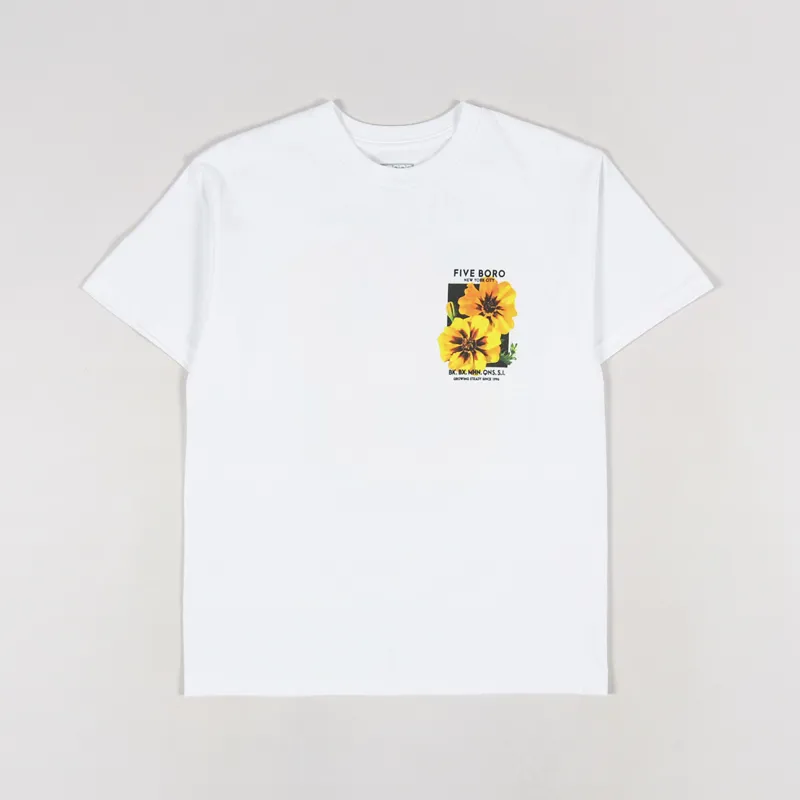 5Boro Yellow Flower T Shirt White-1