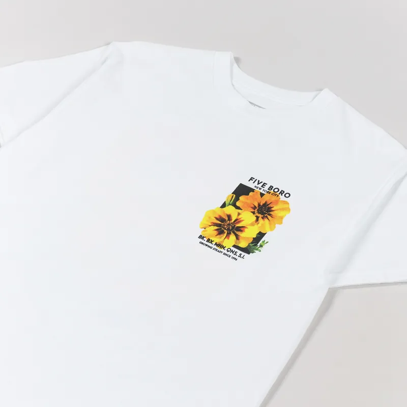 5Boro Yellow Flower T Shirt White-3
