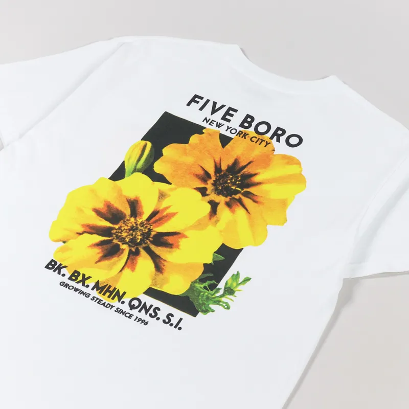 5Boro Yellow Flower T Shirt White-2