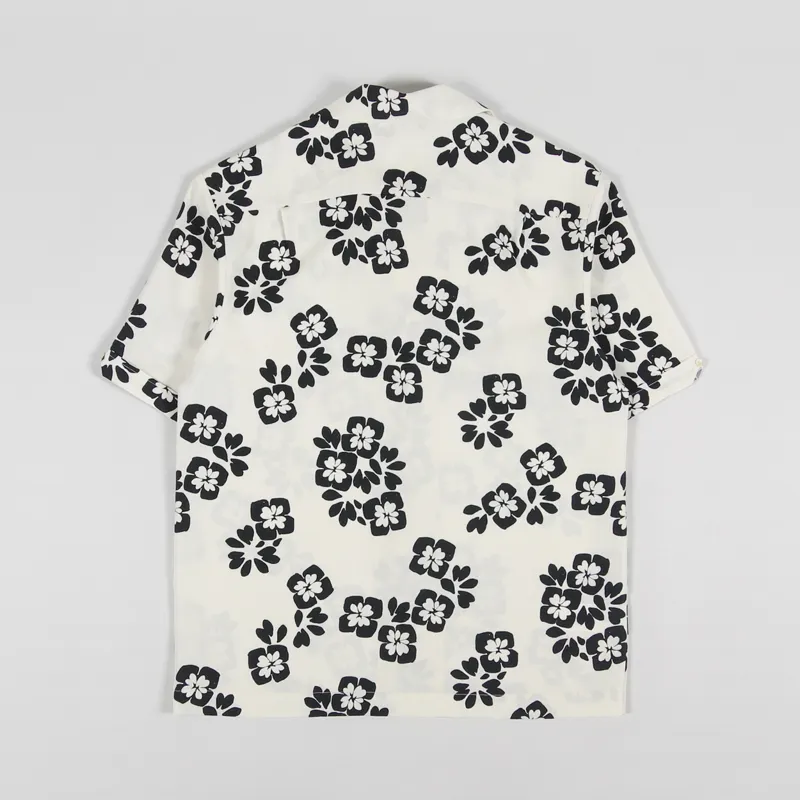 Fred Perry Floral Print Revere Shirt Ecru-1
