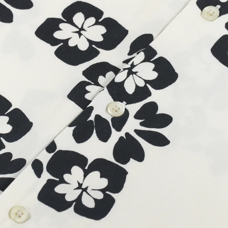 Fred Perry Floral Print Revere Shirt Ecru-3