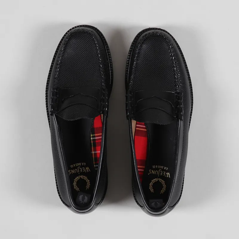 Fred Perry x G.H. Bass And Co Mens Textured Penny Loafer Black