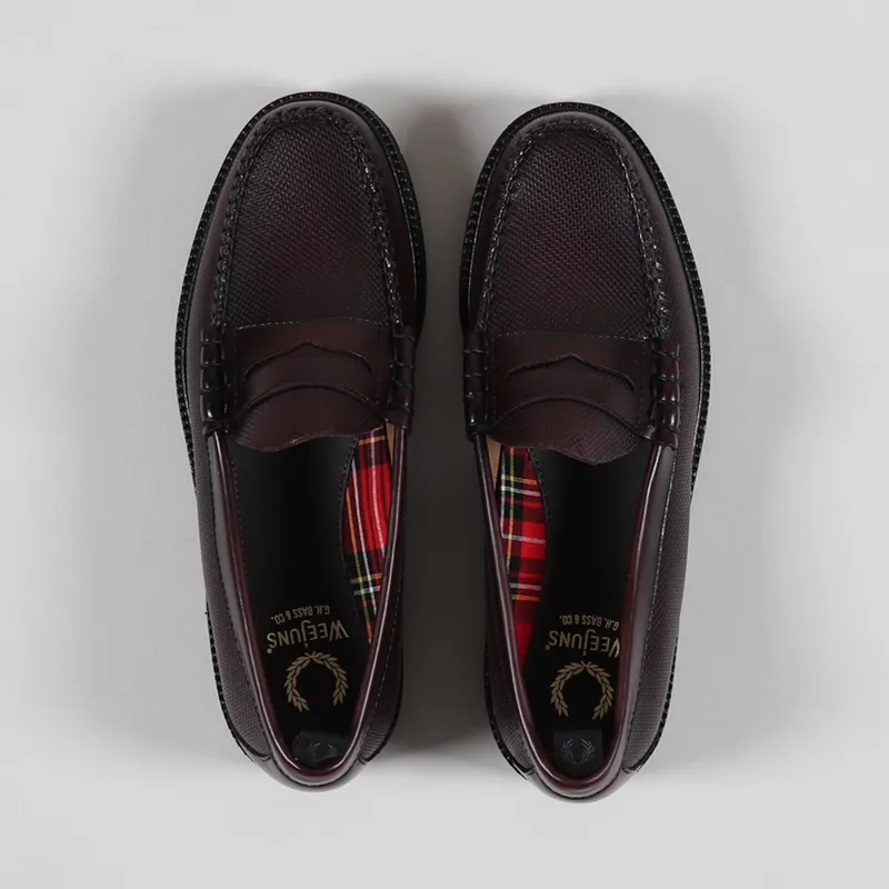 Fred Perry x G.H. Bass Textured Penny Loafer Ox Blood-3