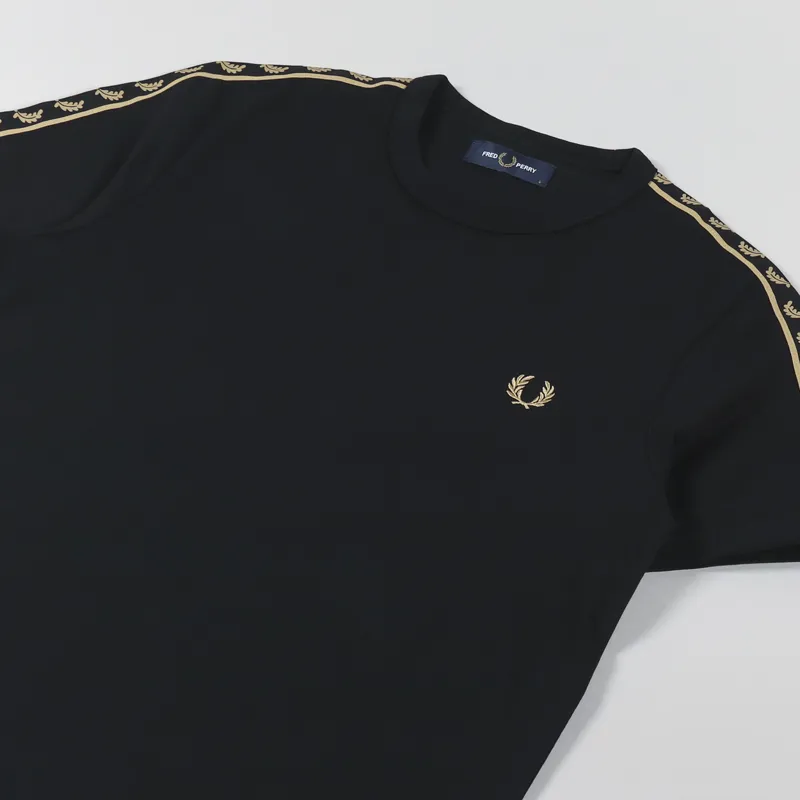 Fred Perry Gold Taped Ringer T Shirt Black-2