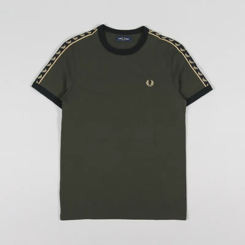 Fred Perry Gold Taped Ringer T Shirt Hunting Green
