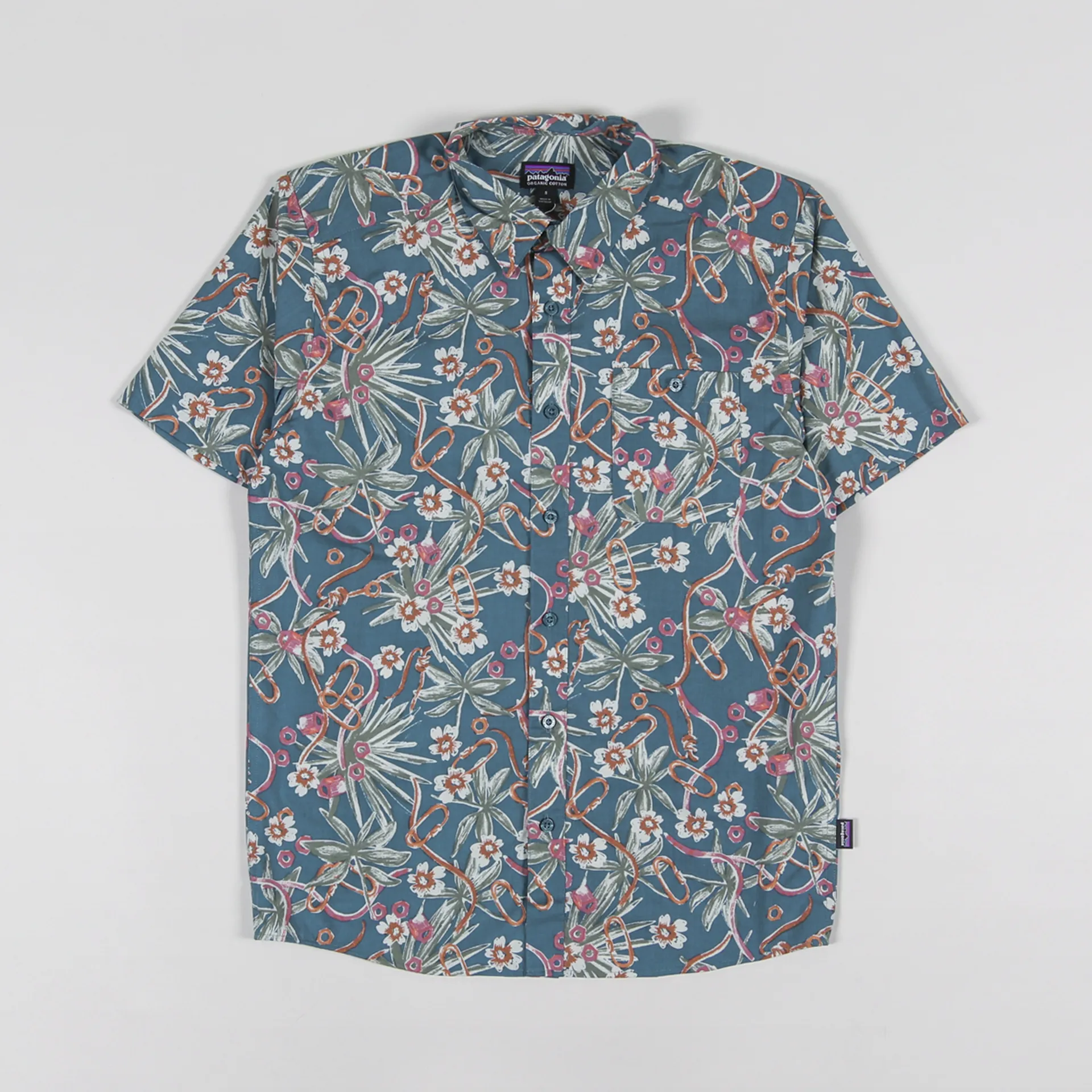 Patagonia Mens SS Go To Shirt Dirt Bgs Multi Abalone Blue