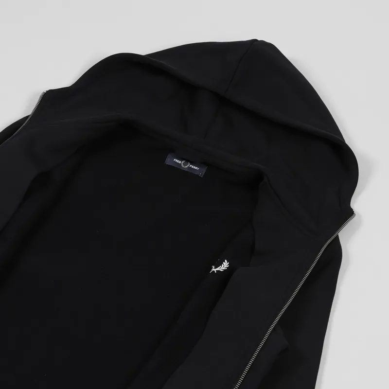 Fred Perry Hooded Zip Through Sweatshirt Black-4