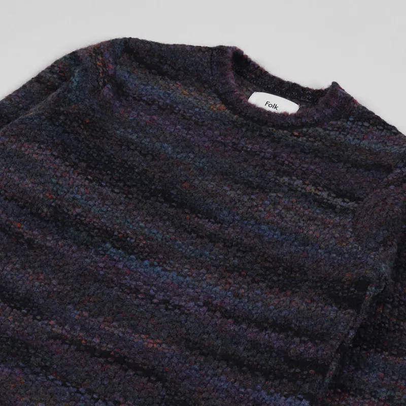 Folk Highlight Crew Sweater Mottled Navy-2
