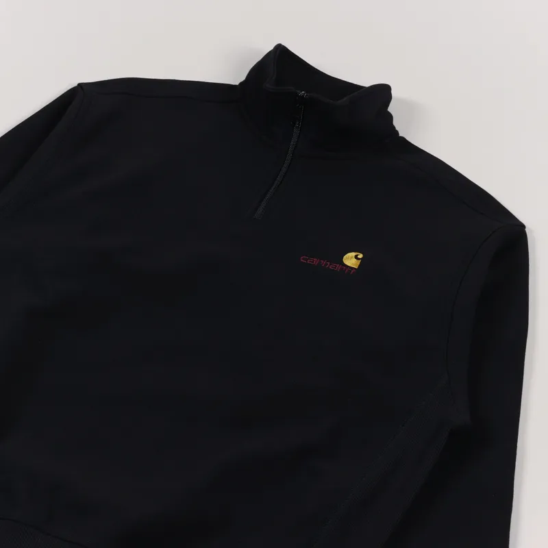 Carhartt WIP Half Zip American Script Sweat Black-2