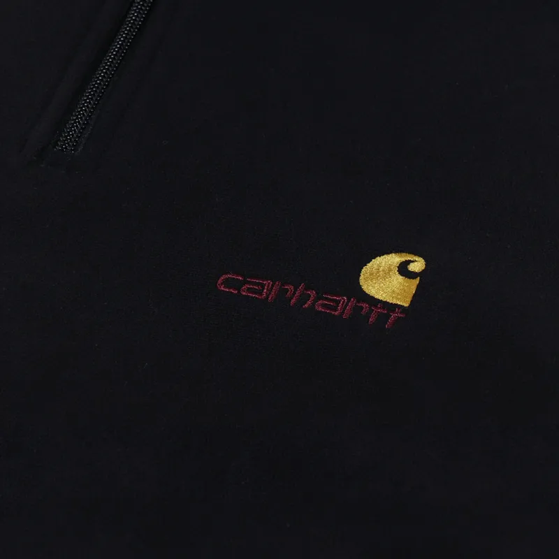 Carhartt WIP Half Zip American Script Sweat Black-5