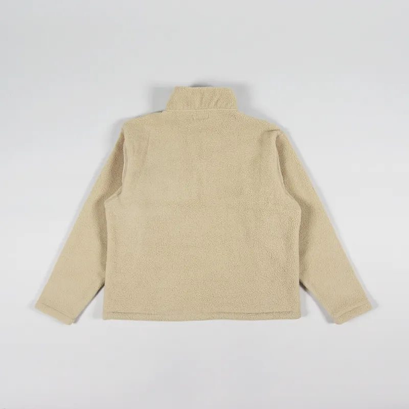 Stussy Mens Half Zip Mock Neck Fleece Beige Brown Pullover