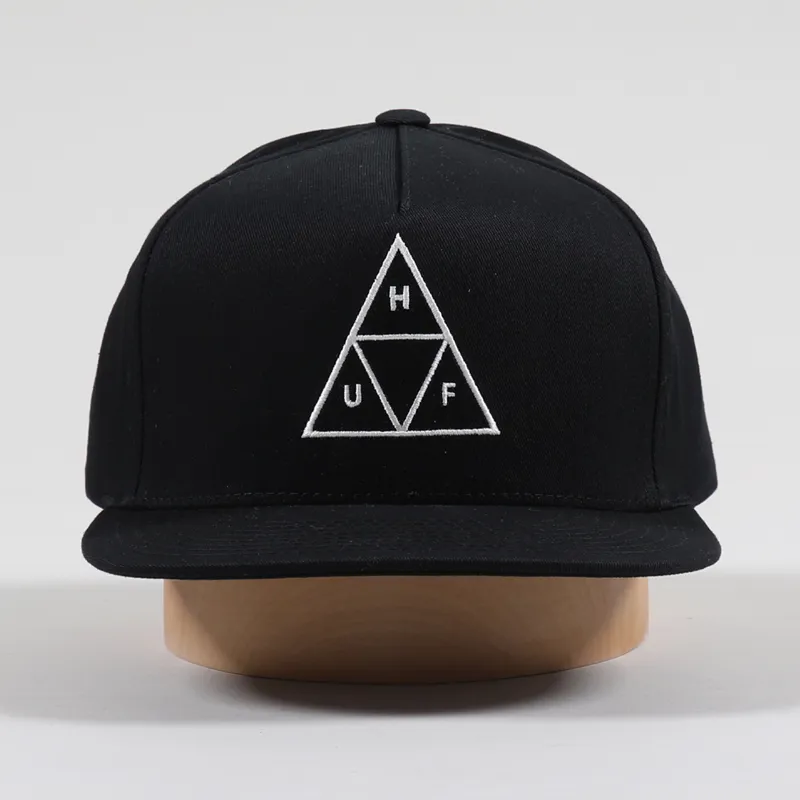 Huf Essentials Triple Triangle Snapback Hat Black-2