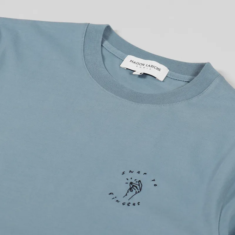 Maison Labiche Heavy T Shirt Snap Yo Fingers Storm Blue-2