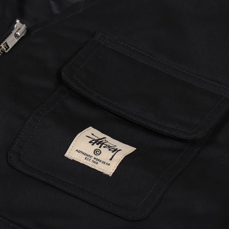 Stussy Mens 3M Insulated Work Vest Black Winter V Neck Gilet
