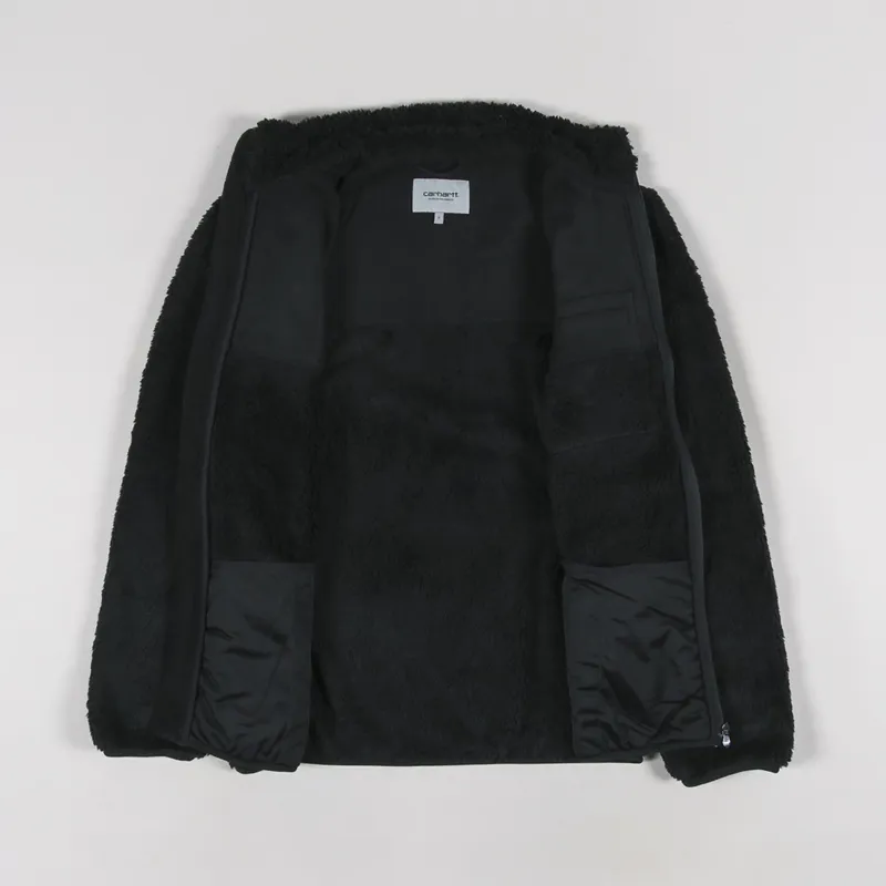 Carhartt WIP Mens Jackson Sweat Jacket Black Sherpa Fleece