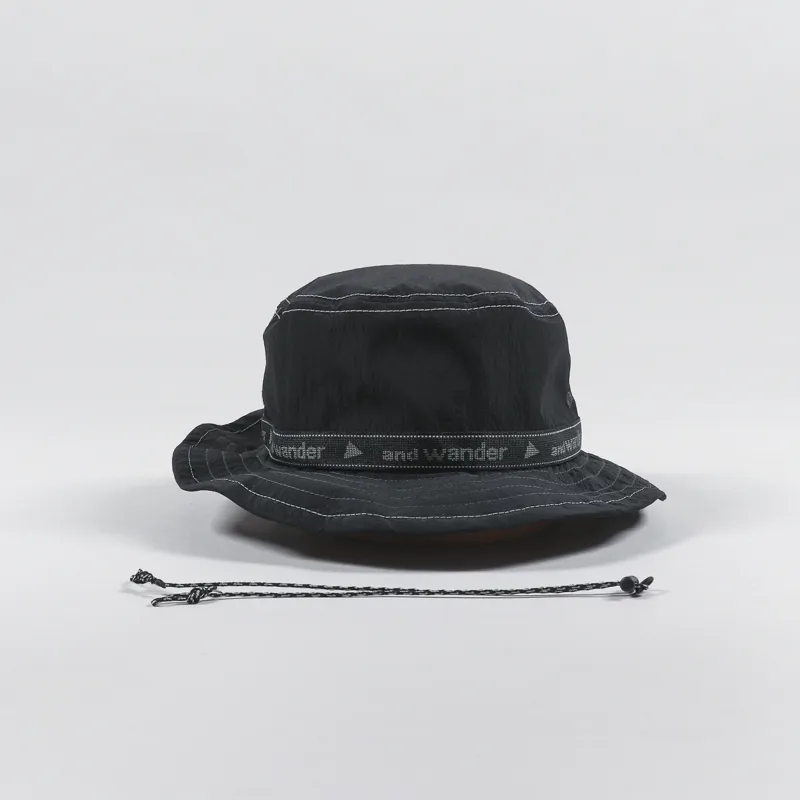 And Wander Mens Outdoor COOLMAX JQ Tape Bucket Hat Black And Wander Mens Outdoor COOLMAX JQ Tape Bucket Hat Black