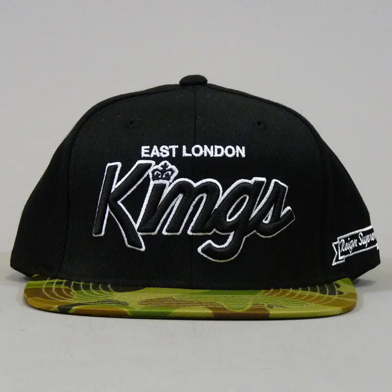 King East London Kings Starter Snapback Cap - Black and Duck Camo-1