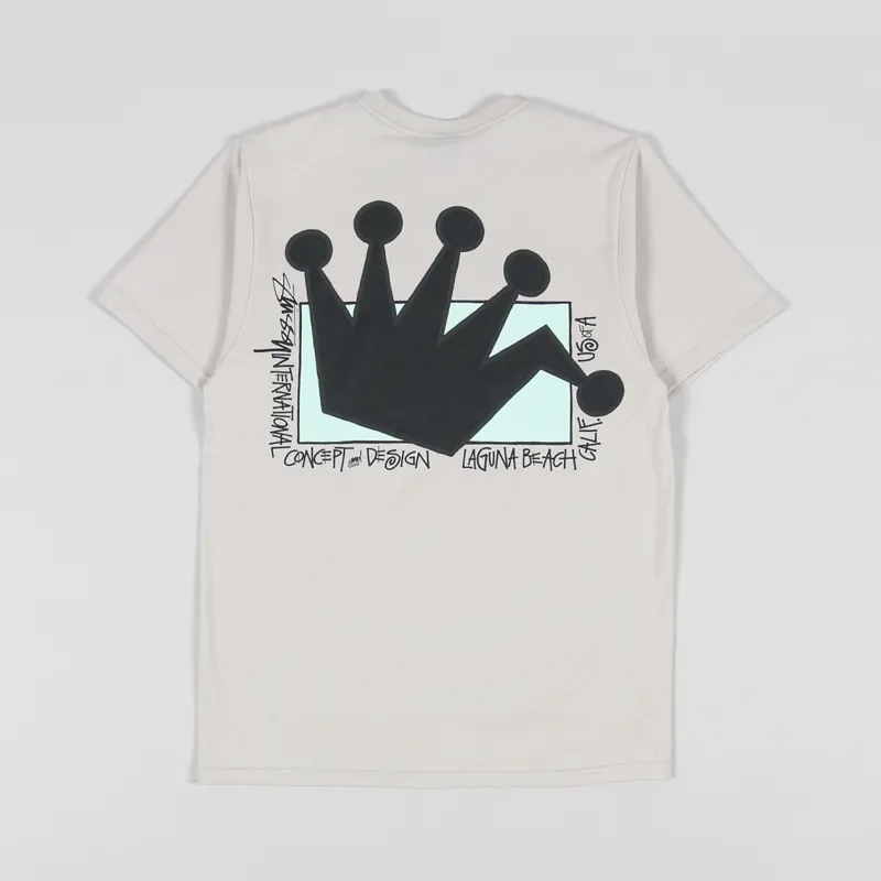 Stussy Mens Short Sleeve LB Crown Logo T Shirt Smoke