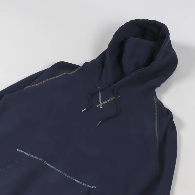 Pop Trading Company Embroidered Logo Hooded Sweat Navy Multi-2