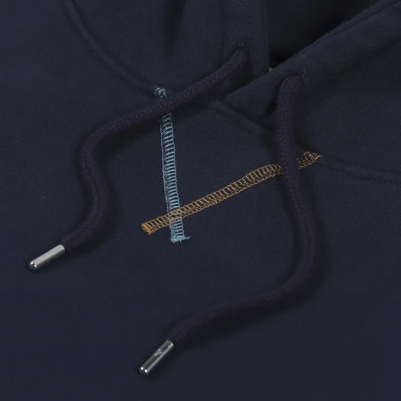 Pop Trading Company Embroidered Logo Hooded Sweat Navy Multi-5