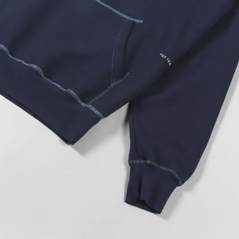 Pop Trading Company Embroidered Logo Hooded Sweat Navy Multi-4
