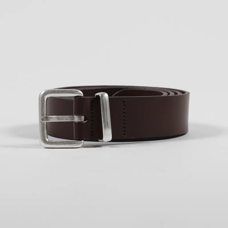 Carhartt WIP Logo Belt Dark Brown Silver