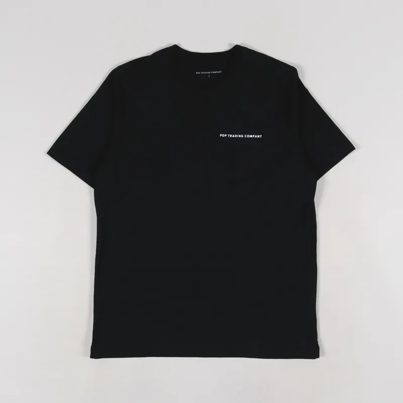 Pop Trading Company Logo T Shirt Black White-1